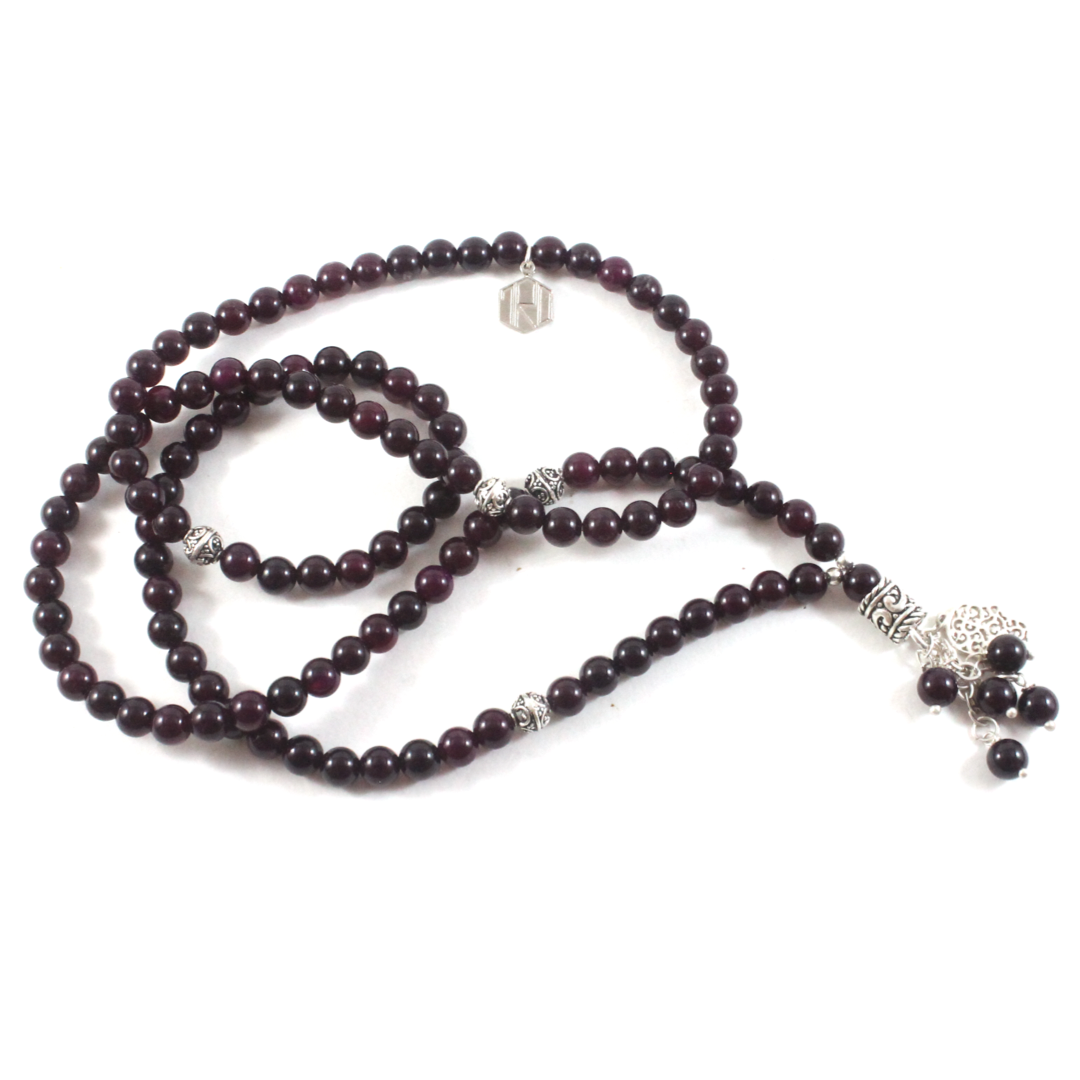 3-in-1 Maroon Agate Necklace/Bracelet/Prayer beads -The Ricci District