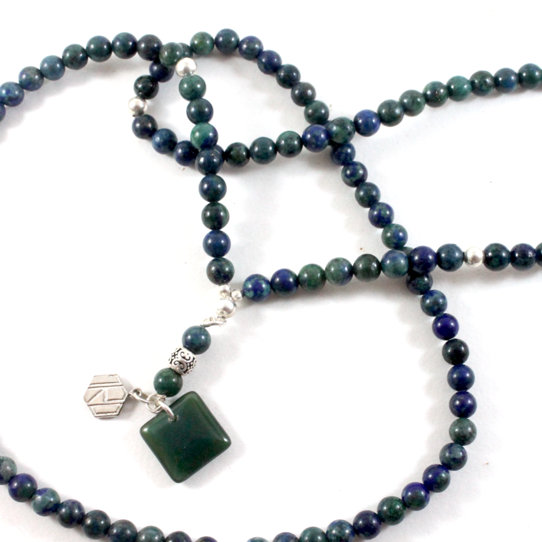 3-in-1 Azurite Necklace/Bracelet/Prayer beads -The Ricci District