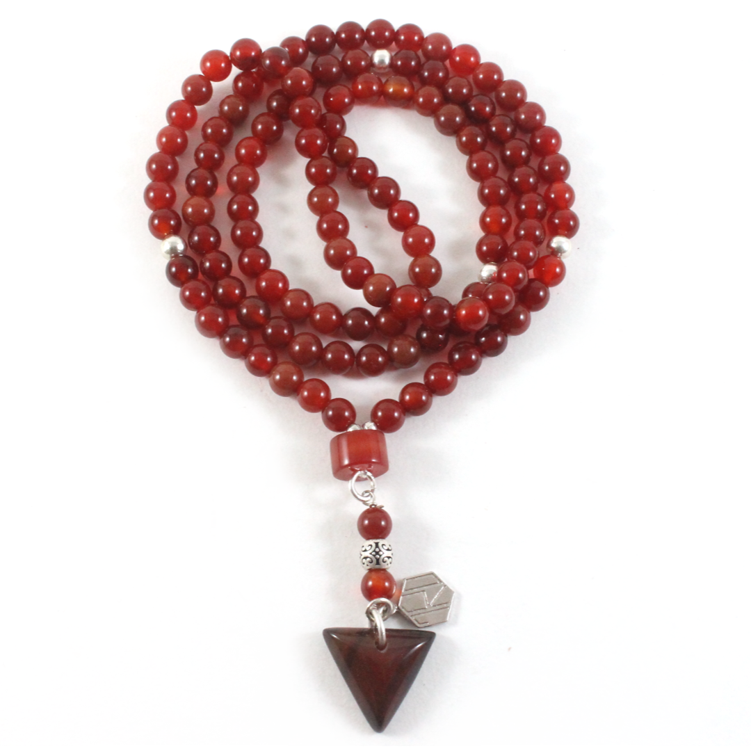 3-in-1 Orange Agate Necklace/Bracelet/Prayer beads -The Ricci District