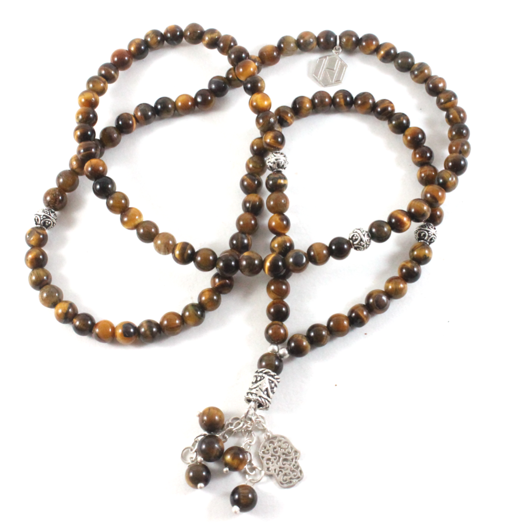 3-in-1 Tiger's Eye Necklace/Bracelet/Prayer beads -The Ricci District