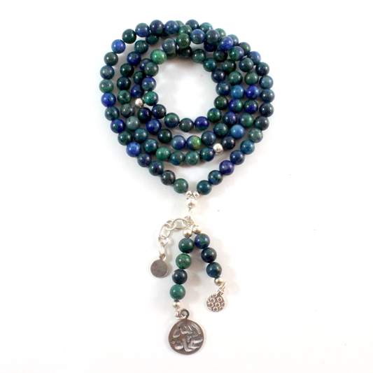 Azurite Necklace with Silver Charms -The Ricci District