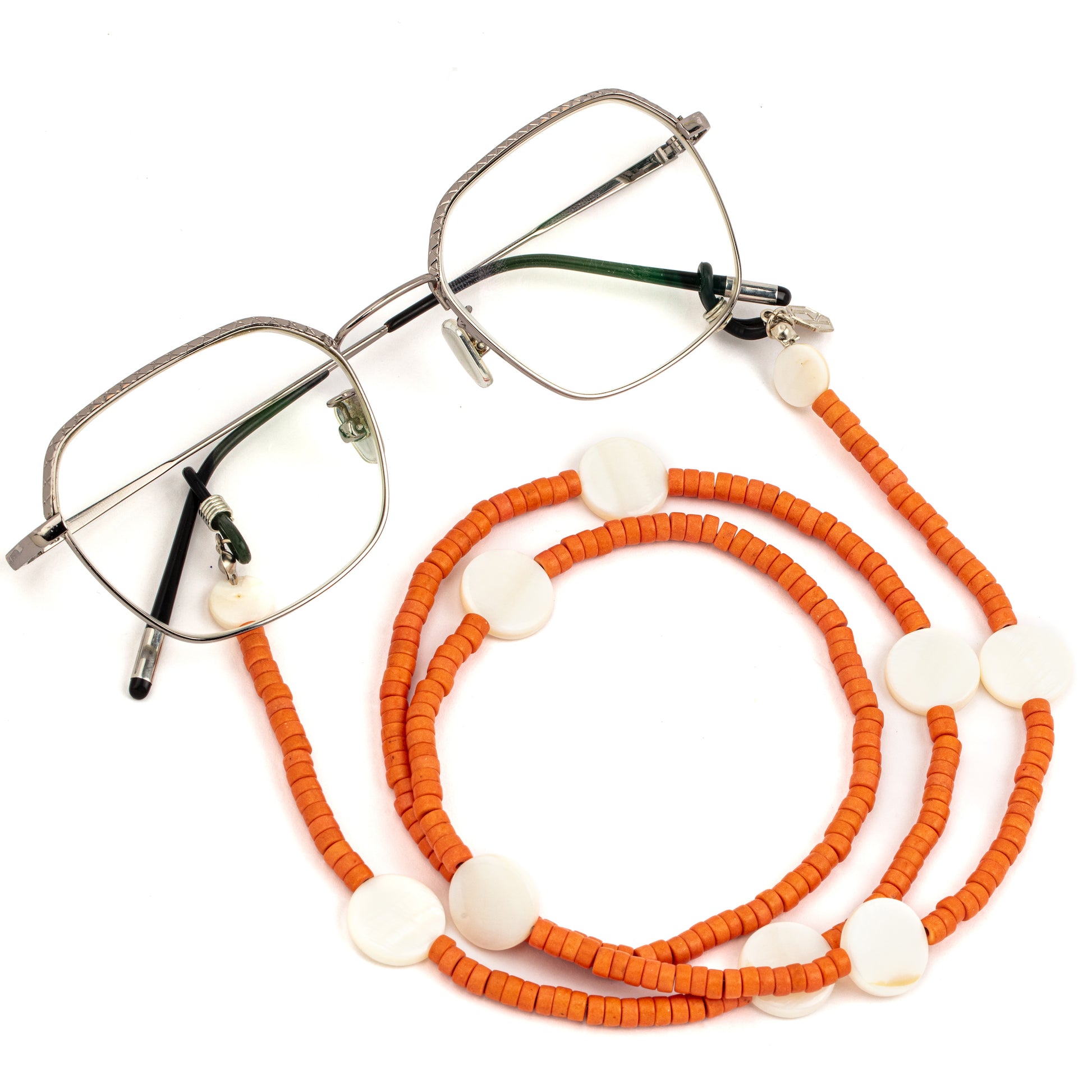 orange beads glasses chain