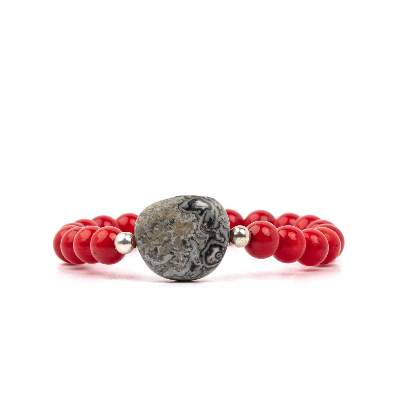 red coral with jasper bracelet